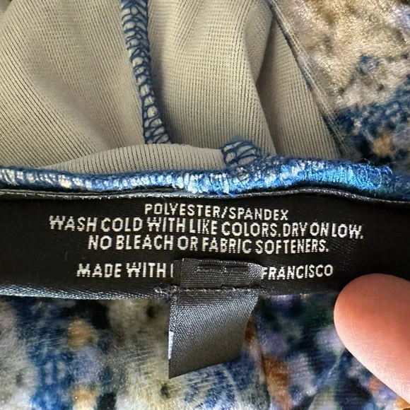 Boot Cut Velvet Patterned Pants in Blue Multi - Picture 9 of 9